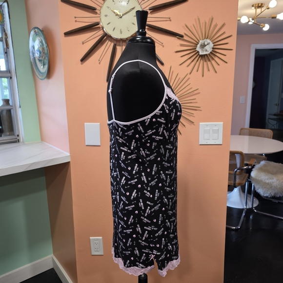 Vintage Y2K Feminine Baddie Popsi Lingerie Black Slip Pink Lace Naughtie Girl - Picture 8 of 15